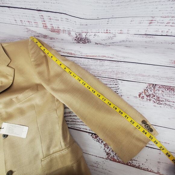 Sergio Valentino Men's Sport Coat Blazer Suit Jacket Tan Silk Wool Blend NWT 44 - Picture 14 of 15